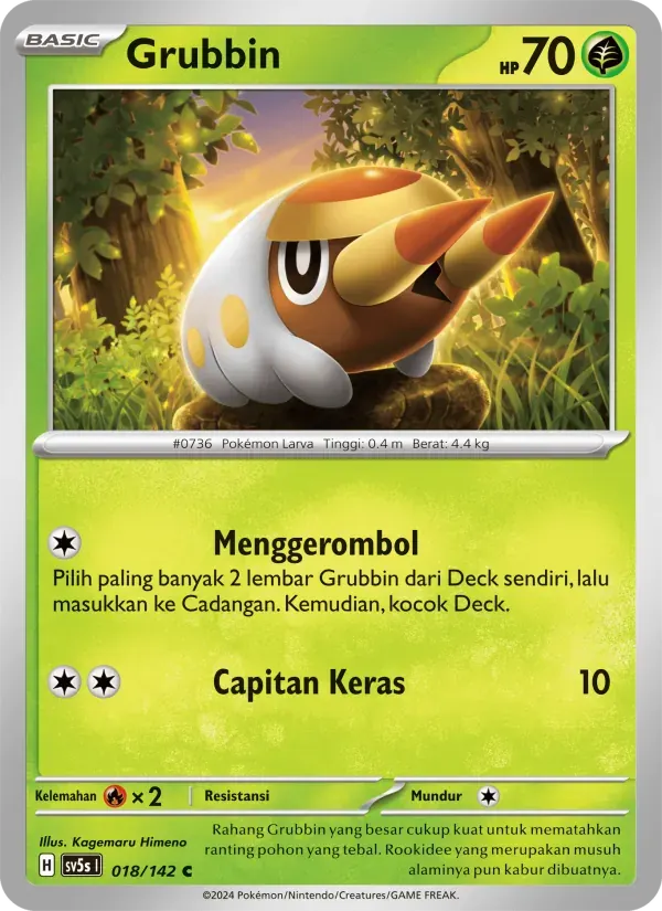 Grubbin — SV5S 18 Indonesian Pokémon card