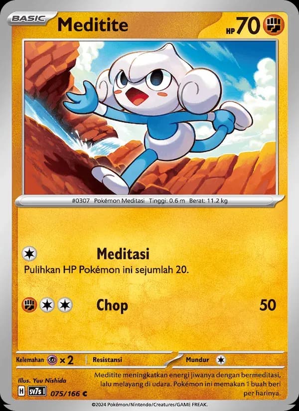 Meditite — SV7S 75 Indonesian Pokémon card