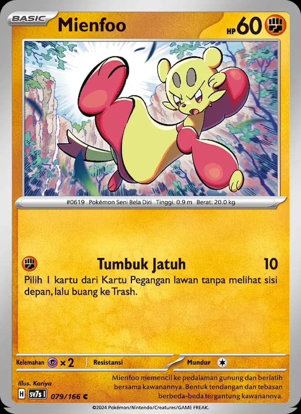 Mienfoo — SV7S 79 Indonesian Pokémon card