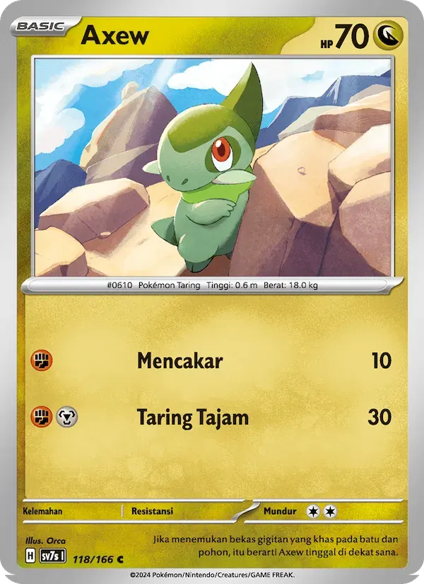Axew — SV7S 118 Indonesian Pokémon card
