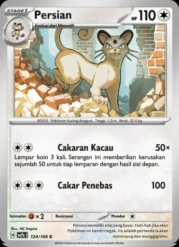 Persian — SV7S 124 Indonesian Pokémon card