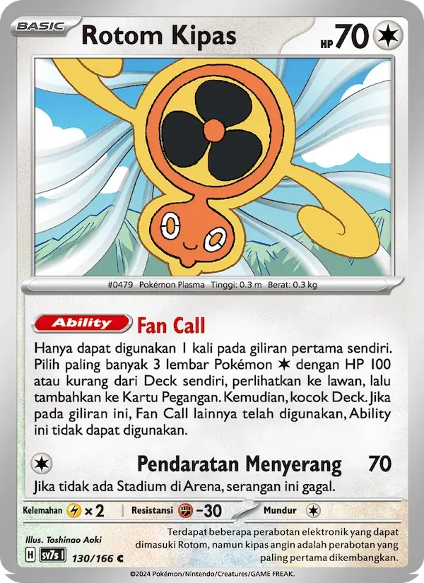 Rotom Kipas — SV7S 130 Indonesian Pokémon card