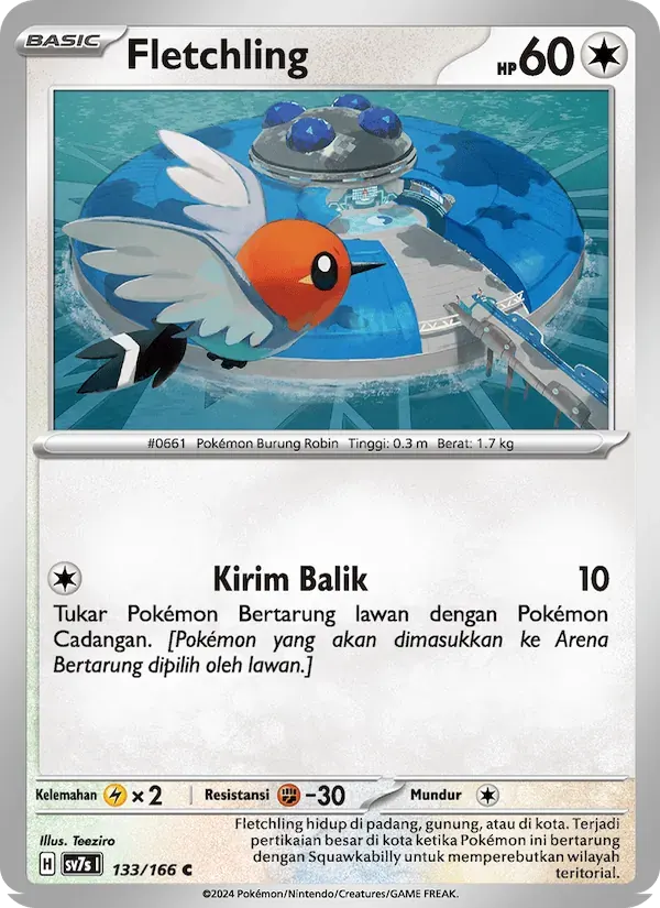 Fletchling — SV7S 133 Indonesian Pokémon card