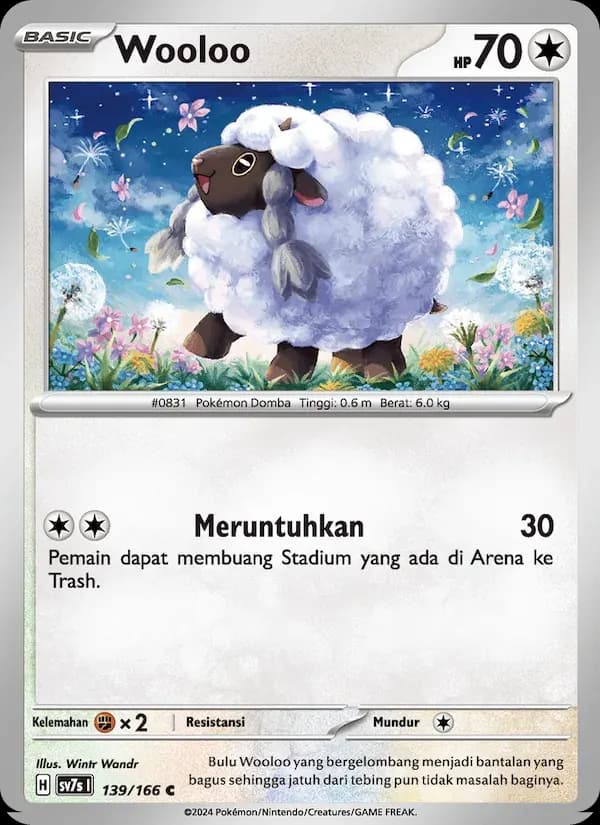 Wooloo — SV7S 139 Indonesian Pokémon card