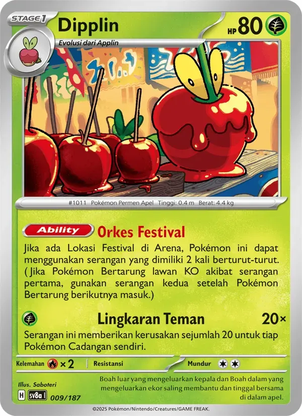 Dipplin — SV8A 9 Indonesian Pokémon card
