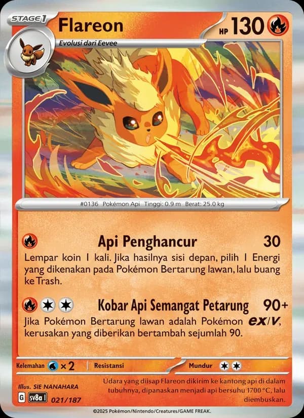 Flareon — SV8A 21 Indonesian Pokémon card