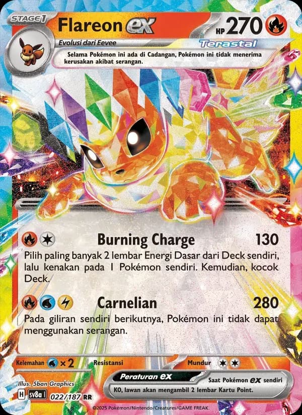 Flareon ex — SV8A 22 Indonesian Pokémon card