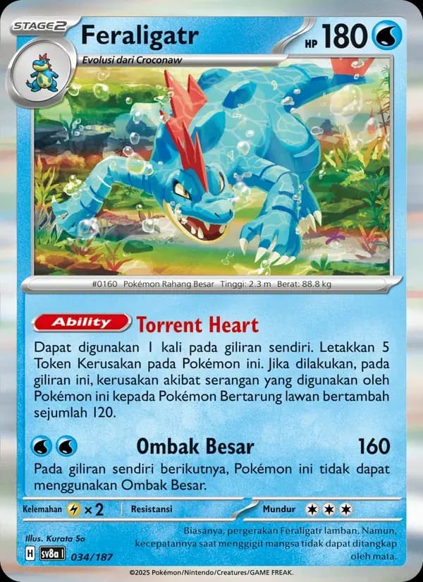 Feraligatr — SV8A 34 Indonesian Pokémon card