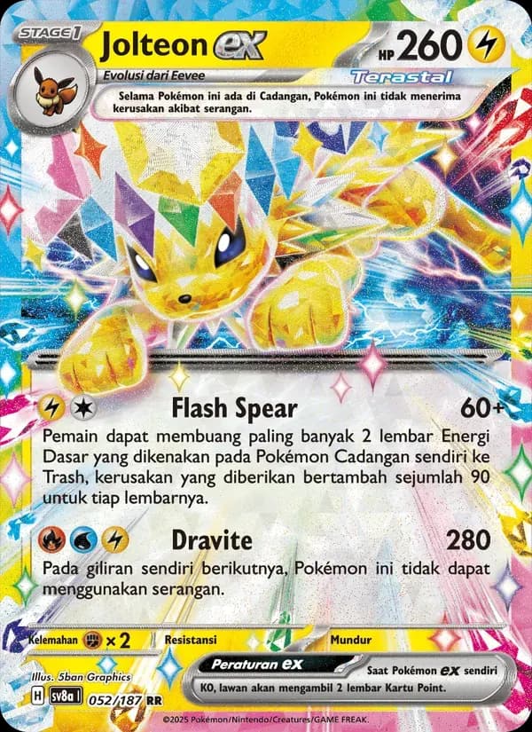 Jolteon ex — SV8A 52 Indonesian Pokémon card