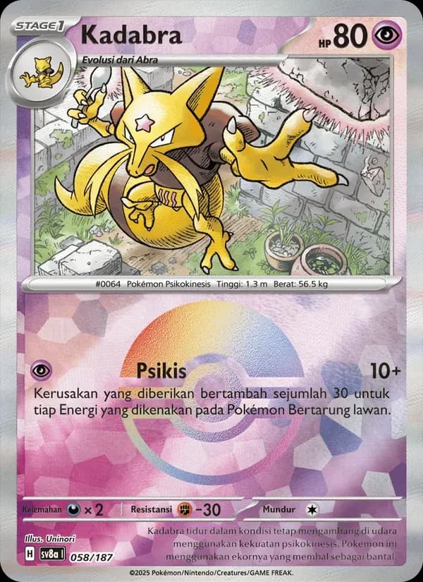 Kadabra — SV8A 58 Indonesian Pokémon card