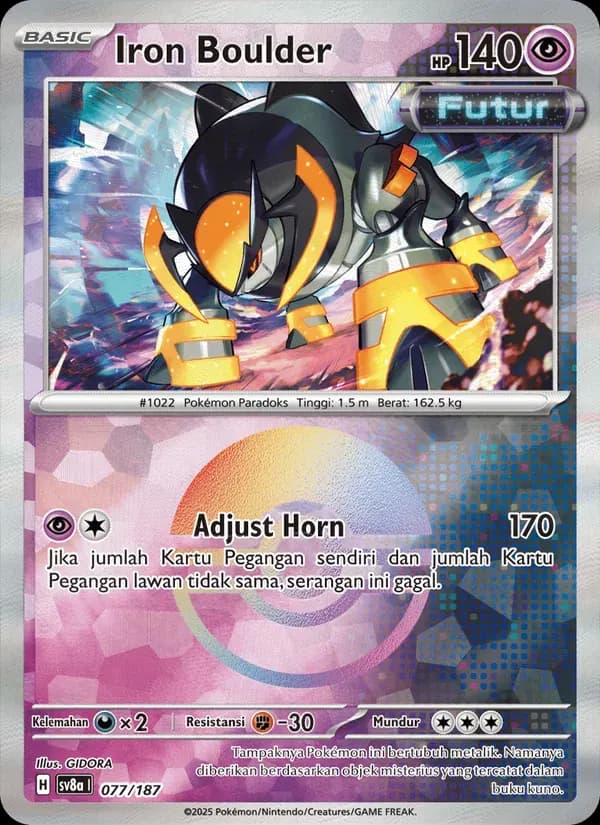 Iron Boulder — SV8A 77 Indonesian Pokémon card