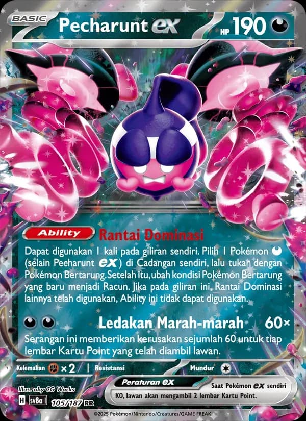Pecharunt ex — SV8A 105 Indonesian Pokémon card