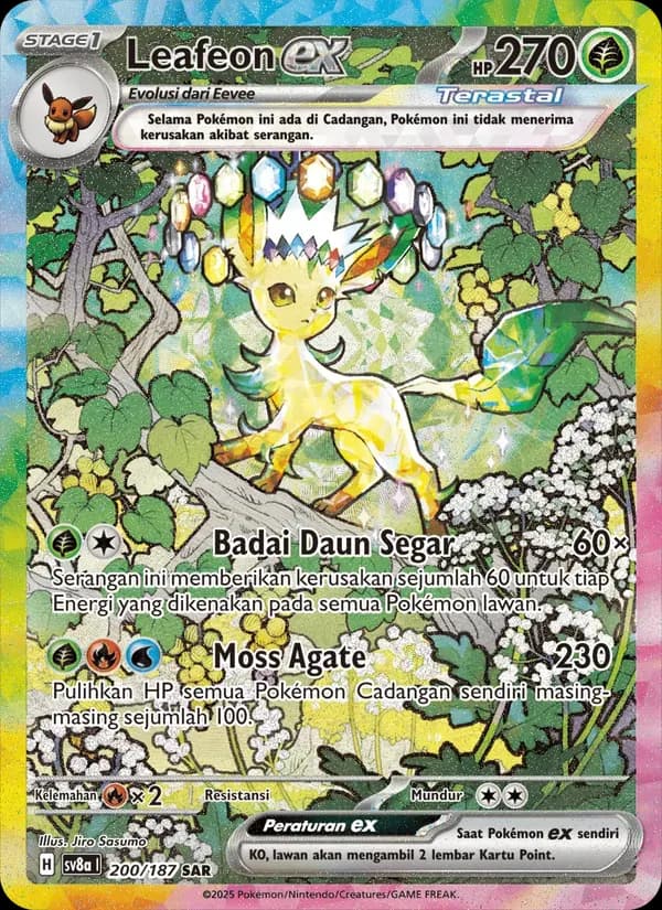 Leafeon ex — SV8A 200 Indonesian Pokémon card
