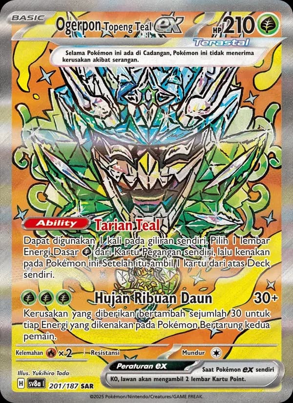 Ogerpon Topeng Teal ex — SV8A 201 Indonesian Pokémon card