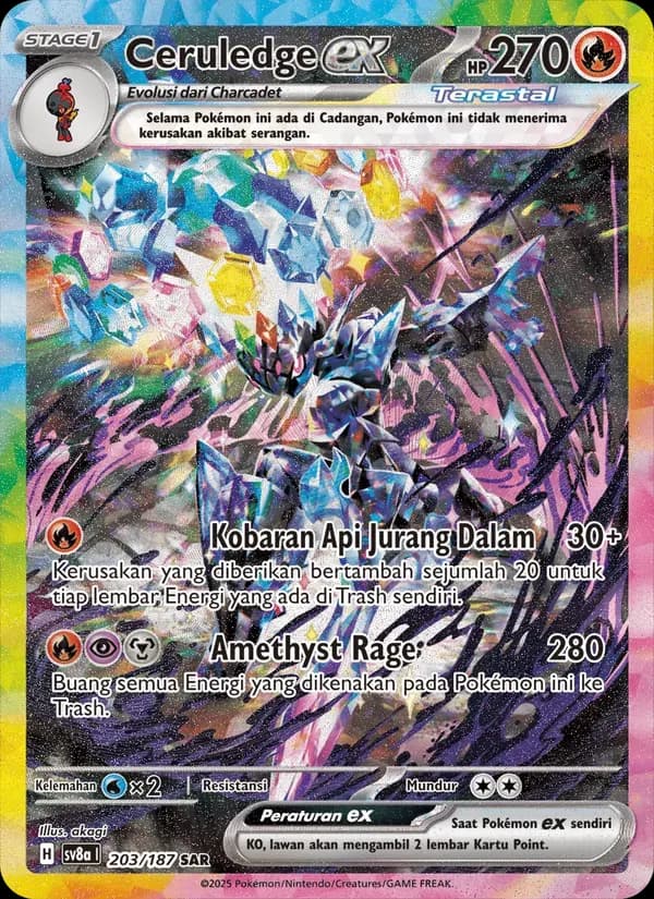 Ceruledge ex — SV8A 203 Indonesian Pokémon card