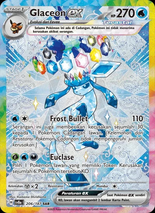 Glaceon ex — SV8A 206 Indonesian Pokémon card