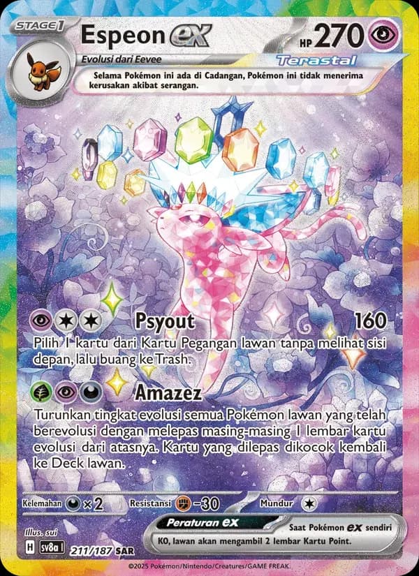 Espeon ex — SV8A 211 Indonesian Pokémon card