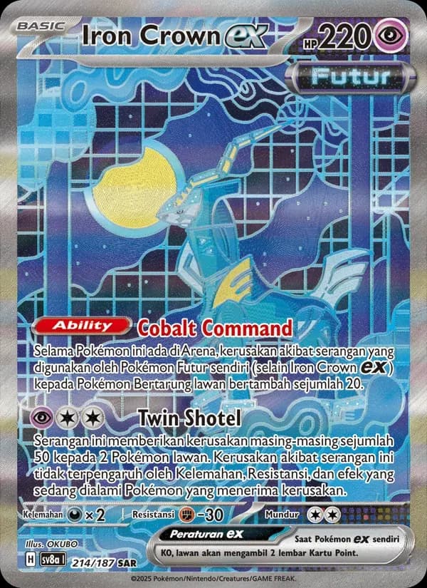 Iron Crown ex — SV8A 214 Indonesian Pokémon card
