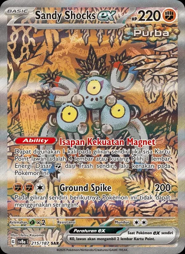 Sandy Shocks ex — SV8A 215 Indonesian Pokémon card