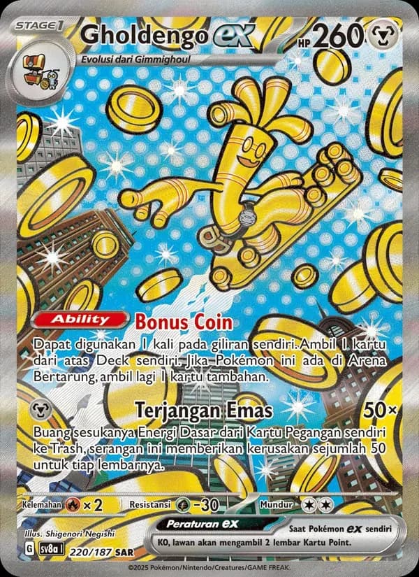 Gholdengo ex — SV8A 220 Indonesian Pokémon card