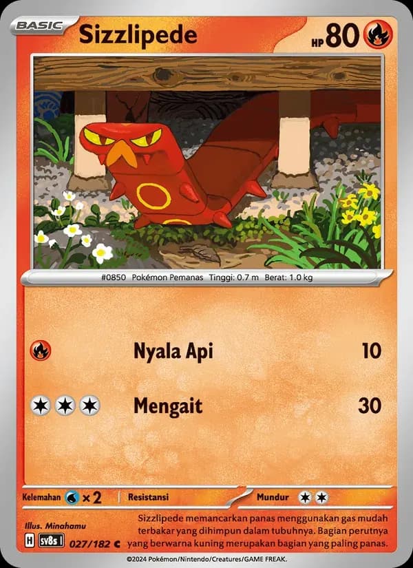 Sizzlipede — SV8S 27 Indonesian Pokémon card