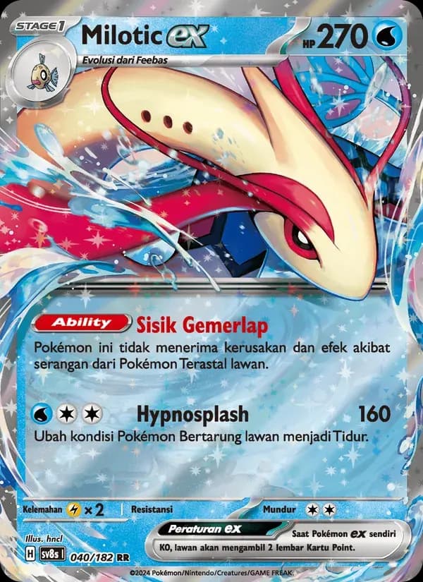 Milotic ex — SV8S 40 Indonesian Pokémon card
