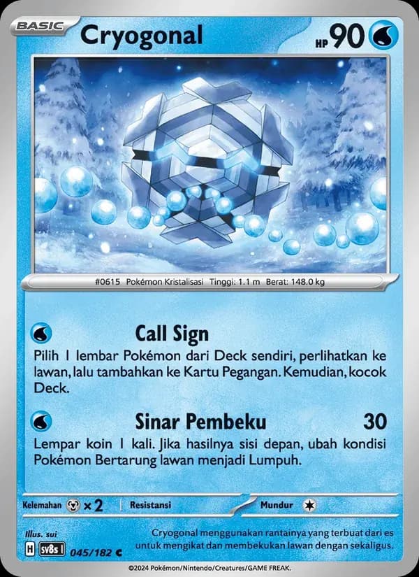 Cryogonal — SV8S 45 Indonesian Pokémon card