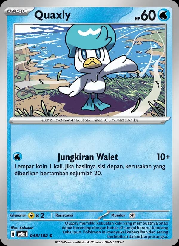 Quaxly — SV8S 48 Indonesian Pokémon card
