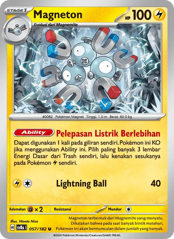 Magneton — SV8S 57 Indonesian Pokémon card
