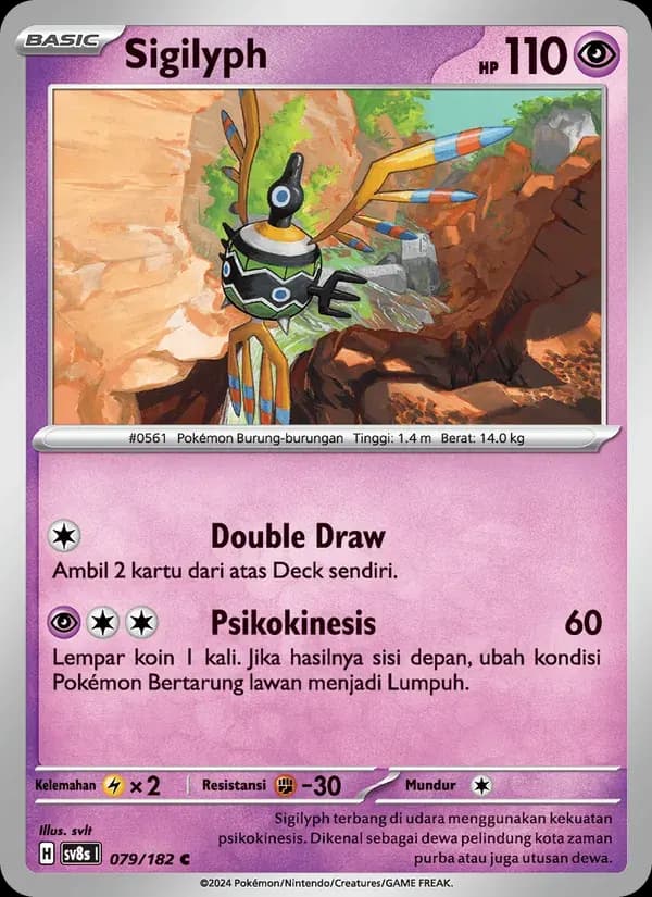 Sigilyph — SV8S 79 Indonesian Pokémon card