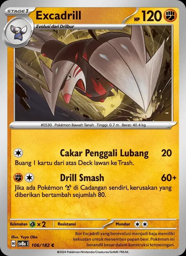 Excadrill — SV8S 106 Indonesian Pokémon card