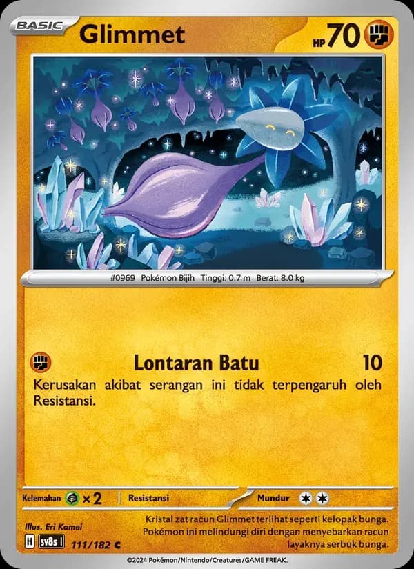 Glimmet — SV8S 111 Indonesian Pokémon card