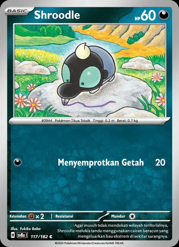 Shroodle — SV8S 117 Indonesian Pokémon card