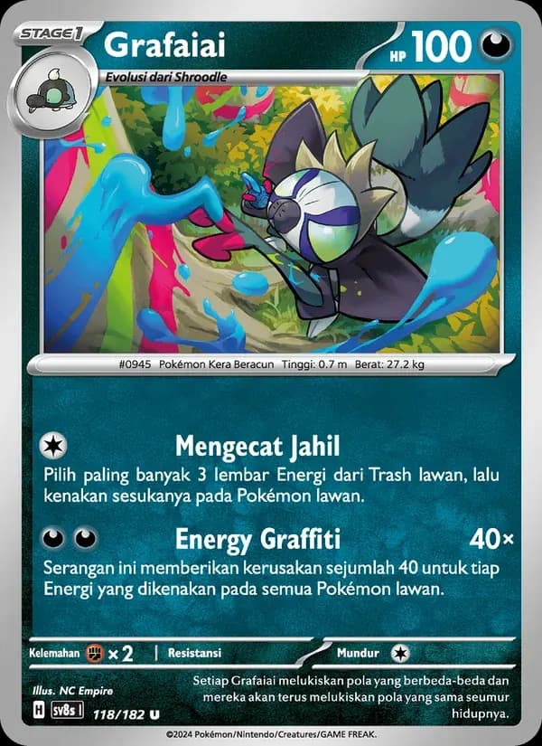 Grafaiai — SV8S 118 Indonesian Pokémon card