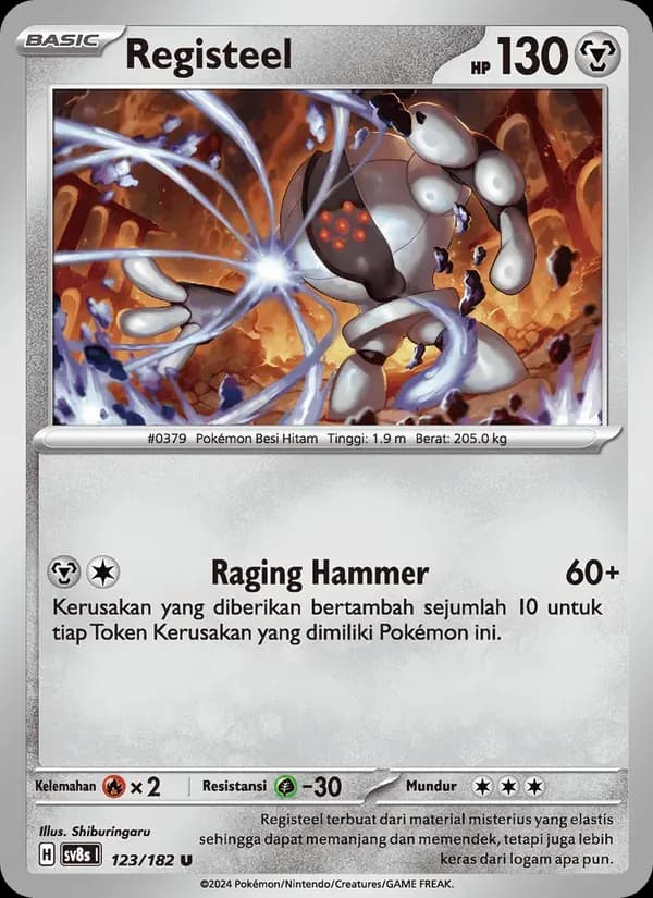 Registeel — SV8S 123 Indonesian Pokémon card