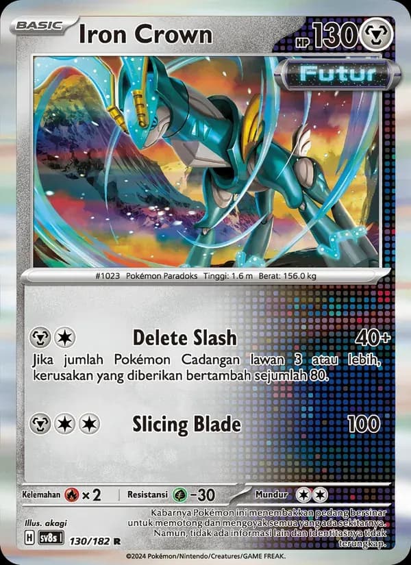 Iron Crown — SV8S 130 Indonesian Pokémon card