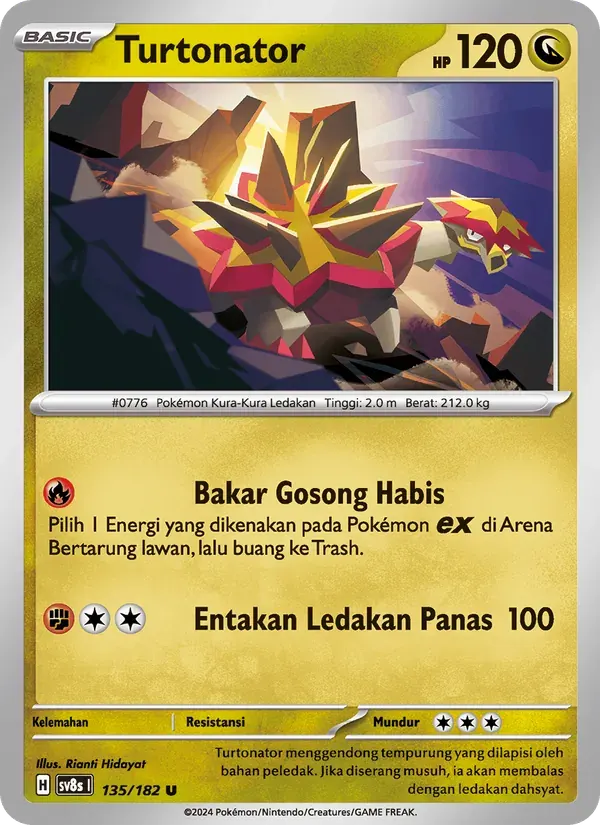 Turtonator — SV8S 135 Indonesian Pokémon card