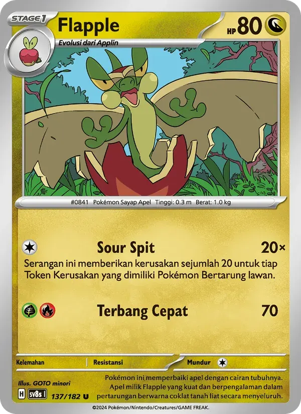 Flapple — SV8S 137 Indonesian Pokémon card