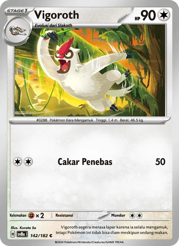 Vigoroth — SV8S 142 Indonesian Pokémon card