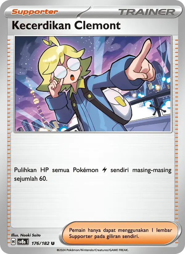 Kecerdikan Clemont — SV8S 176 Indonesian Pokémon card