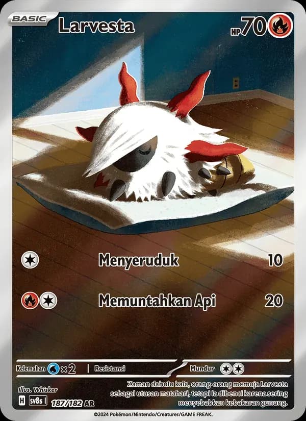 Larvesta — SV8S 187 Indonesian Pokémon card