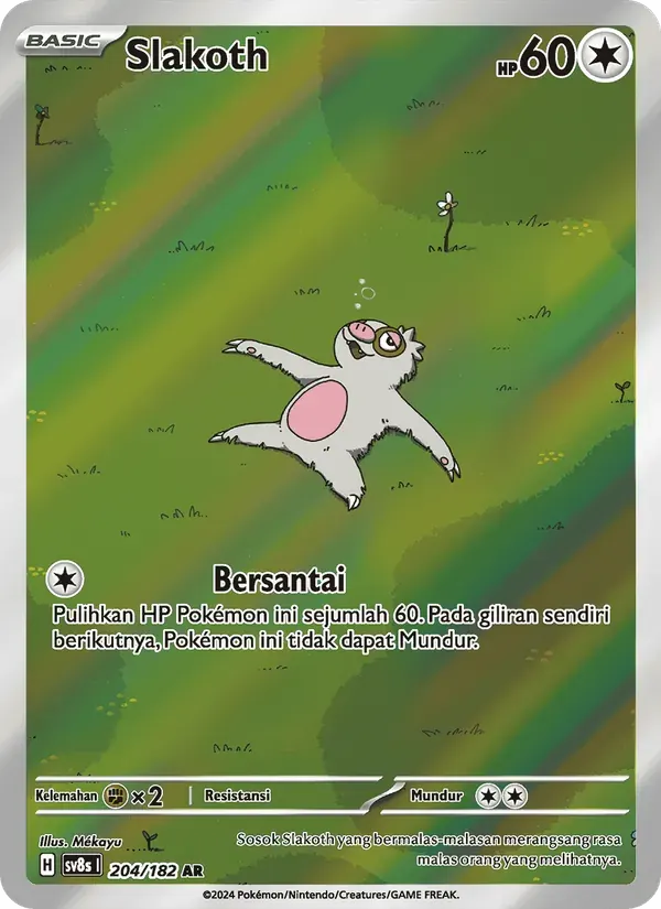 Slakoth — SV8S 204 Indonesian Pokémon card