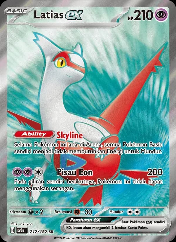 Latias ex — SV8S 212 Indonesian Pokémon card
