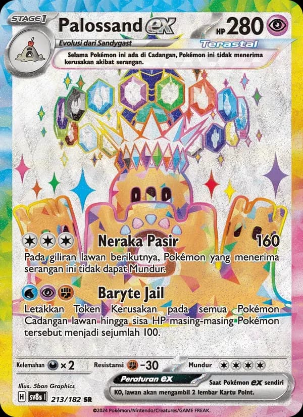 Palossand ex — SV8S 213 Indonesian Pokémon card