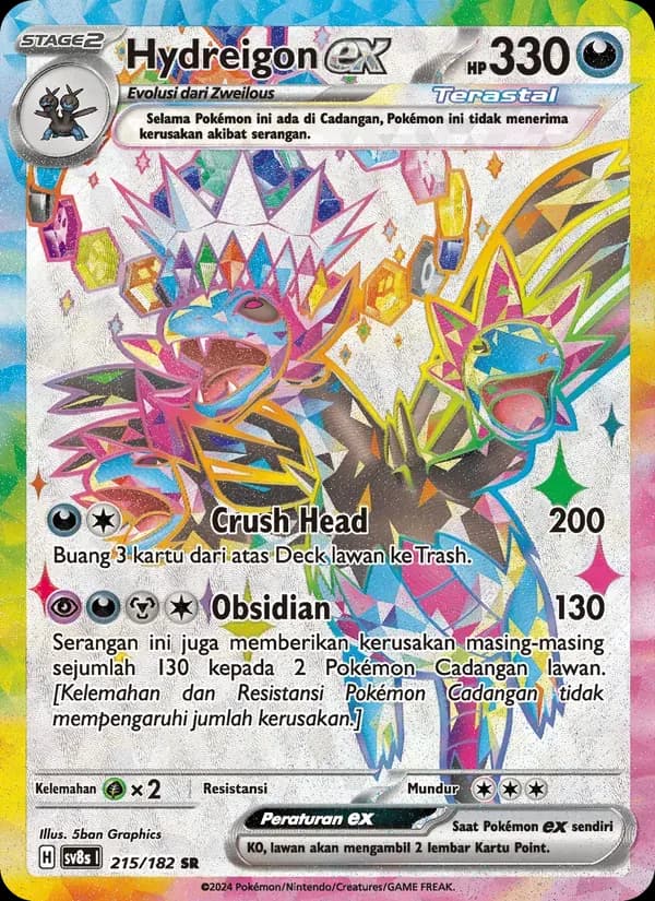 Hydreigon ex — SV8S 215 Indonesian Pokémon card