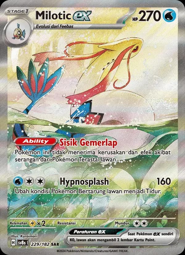 Milotic ex — SV8S 229 Indonesian Pokémon card