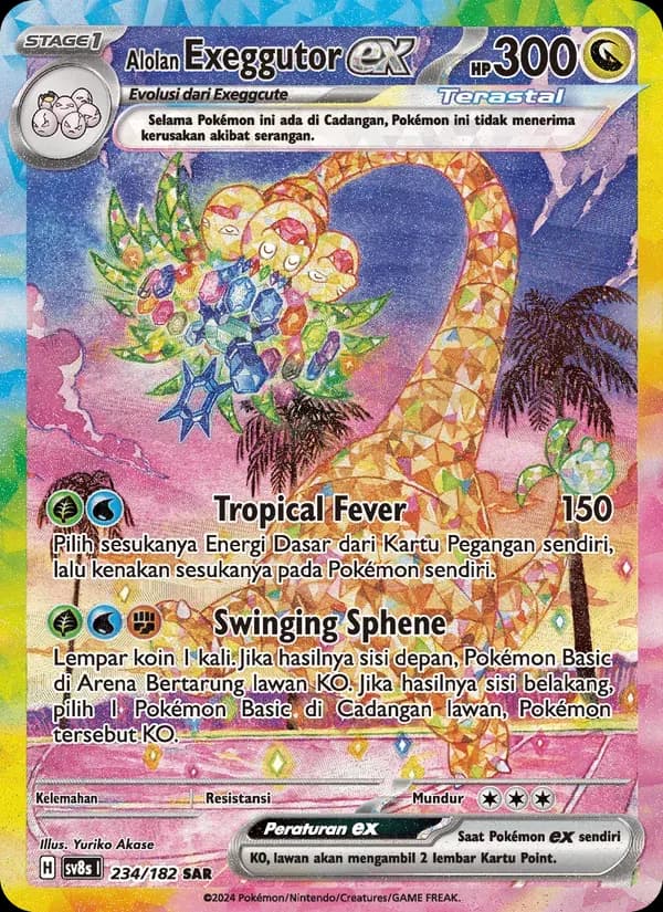 Alolan Exeggutor ex — SV8S 234 Indonesian Pokémon card
