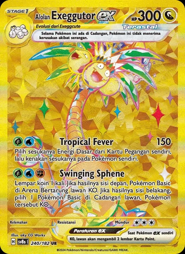 Alolan Exeggutor ex — SV8S 240 Indonesian Pokémon card