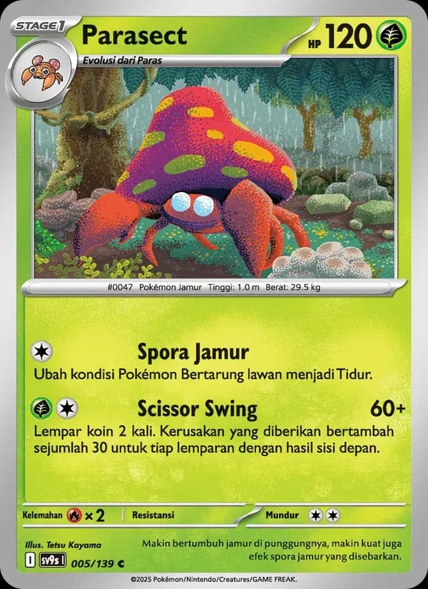 Parasect — SV9S 5 Indonesian Pokémon card
