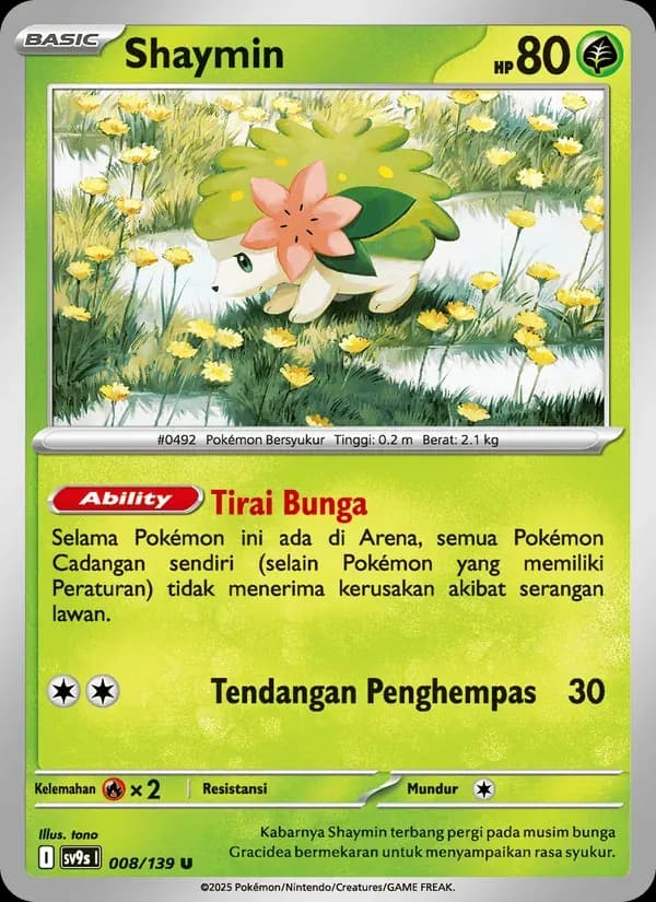 Shaymin — SV9S 8 Indonesian Pokémon card